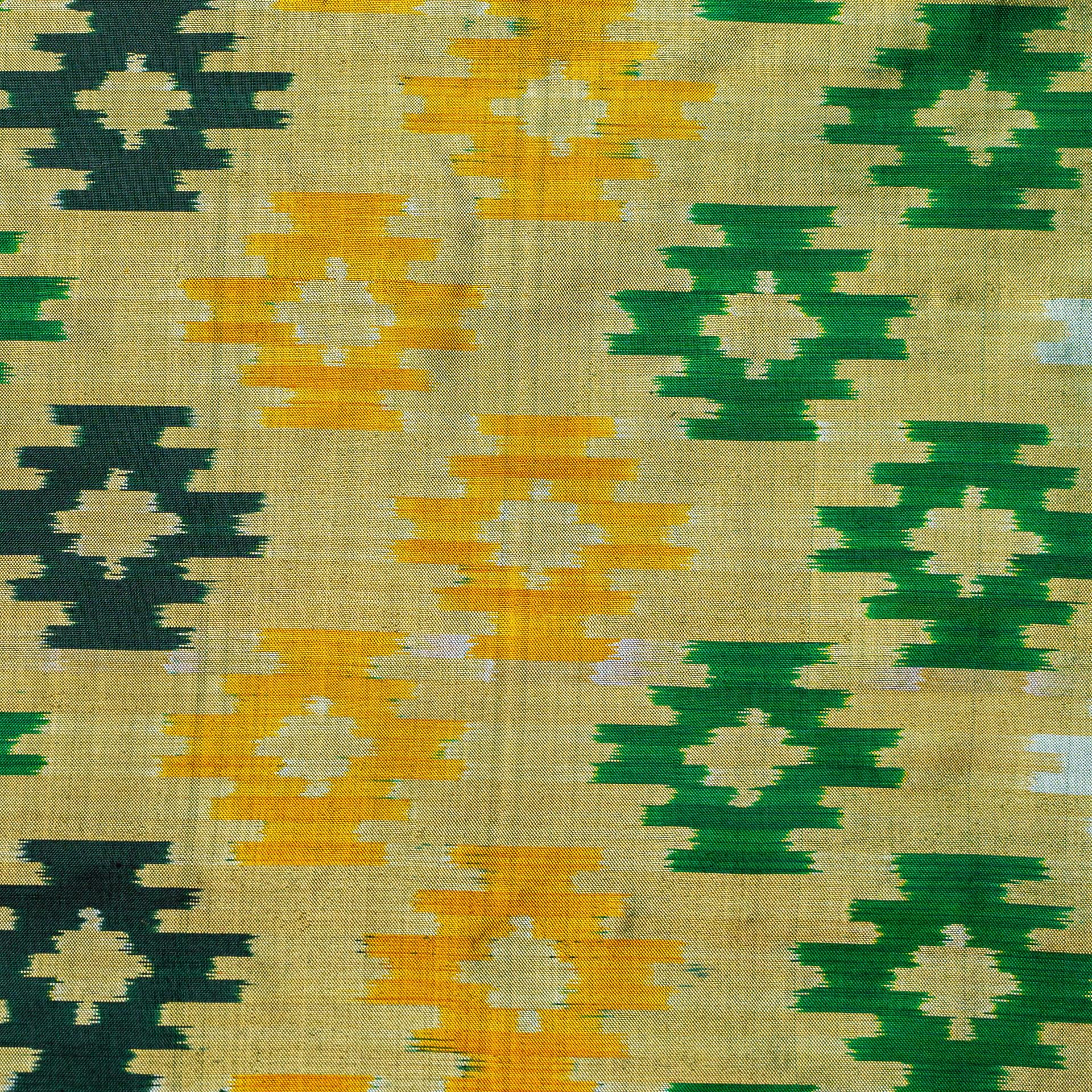 Bibhu Mohapatra Moss Green & Yellow Silk Pochampally Ikat Saree image 4