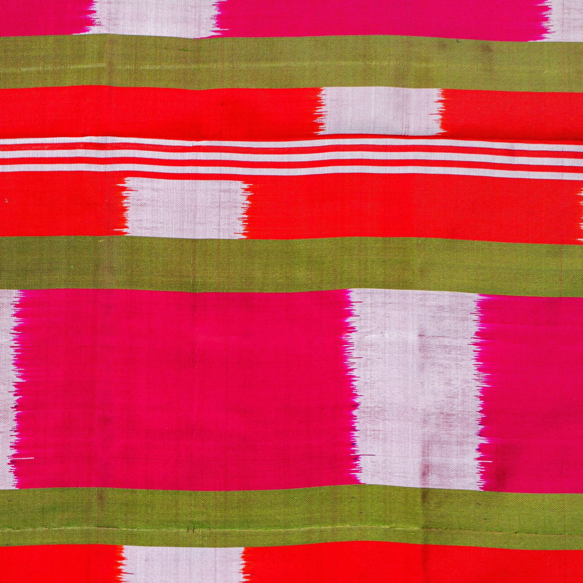 Bibhu Mohapatra Orange & Green Mulberry Silk Pochampally Ikat Saree image 4
