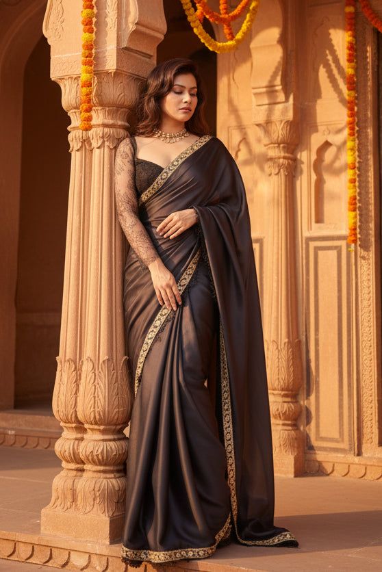 Rangoli Silk Designer Saree With Unstitched Blouse(brown) image 2