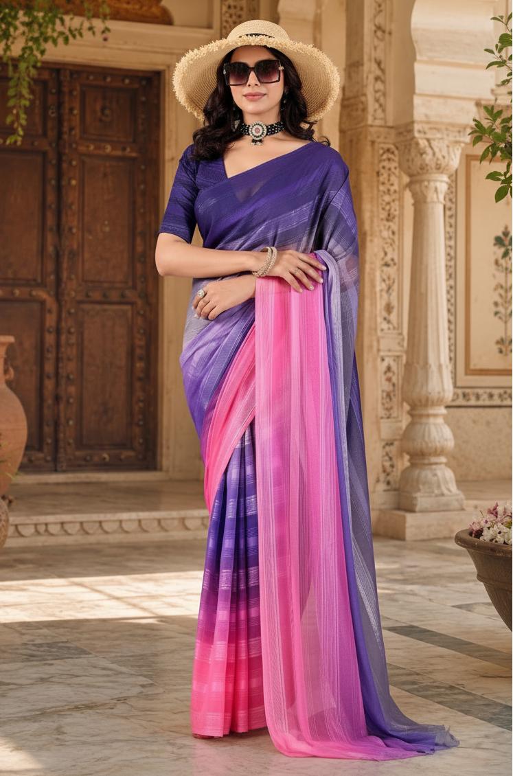 Premium Dual Tone Silk Saree With Unstitched Blouse(pink) image 3