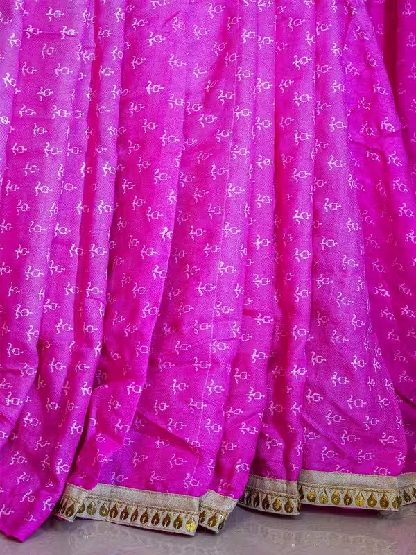 The Gold Weave Gotta Patti Sarees - Pink Colour With Golden Work At Borders