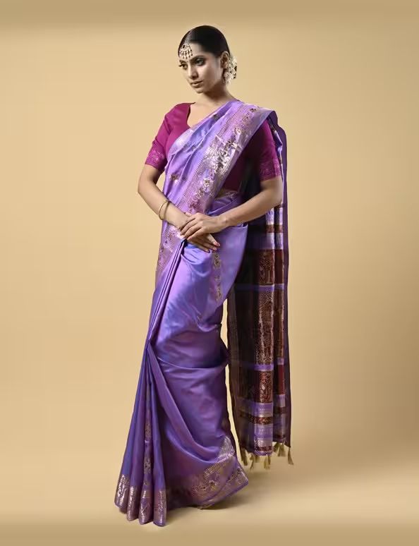 Two Tone Purple Silk Saree