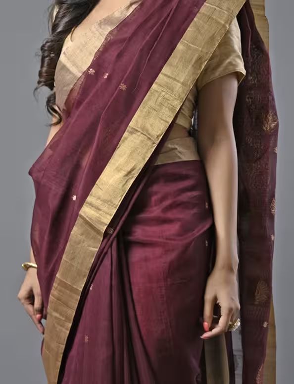 Wine Chanderi Saree