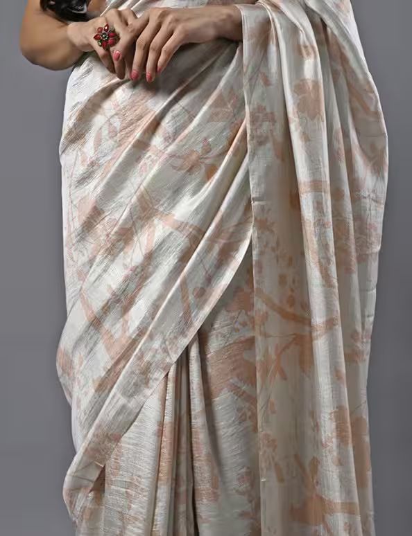 Light Grey Digital Print Saree