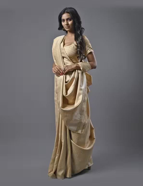 Self Jacquard Golden Saree