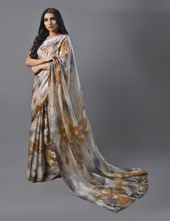 Marble Effect Digital Print Saree