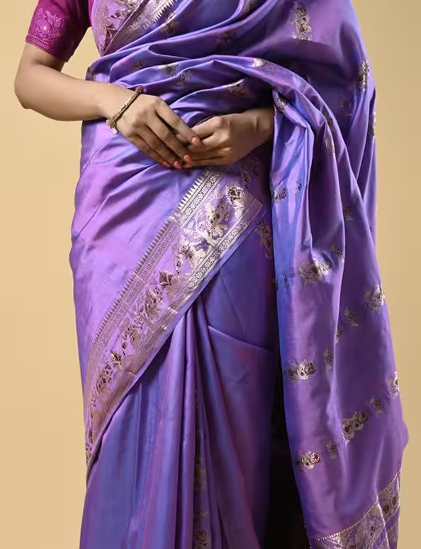 Two Tone Purple Silk Saree image 2