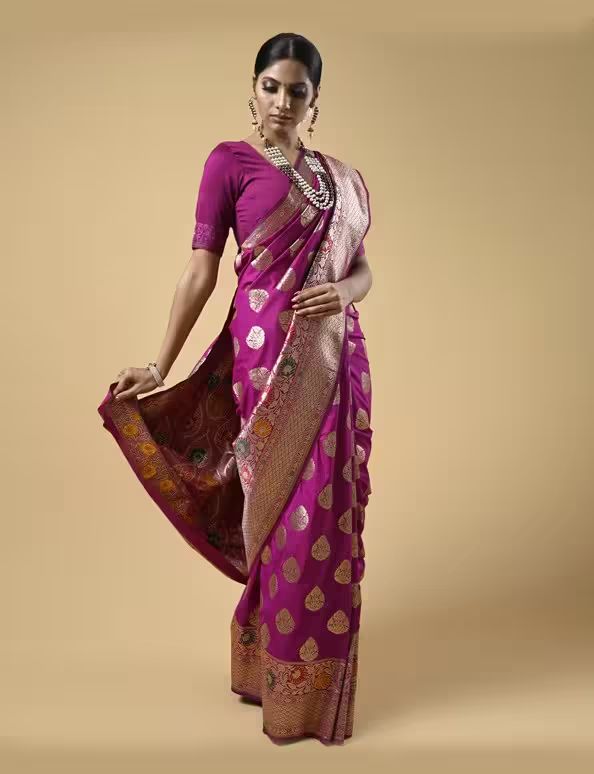 Magenta Banarasi Saree image 2