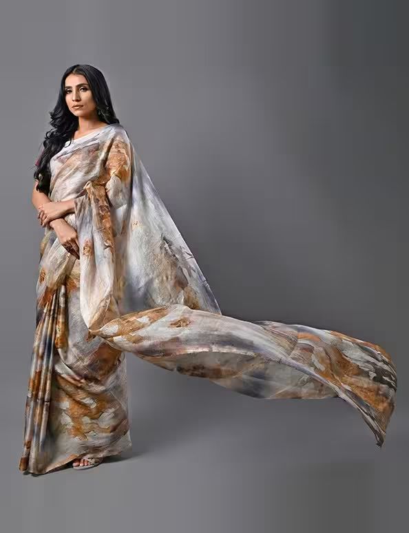 Marble Effect Digital Print Saree image 2