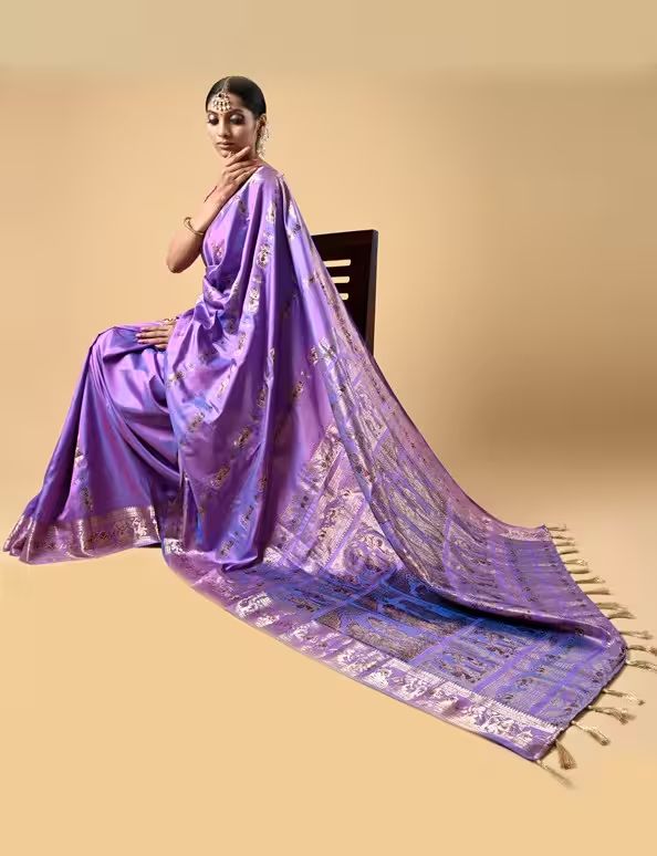 Two Tone Purple Silk Saree image 3