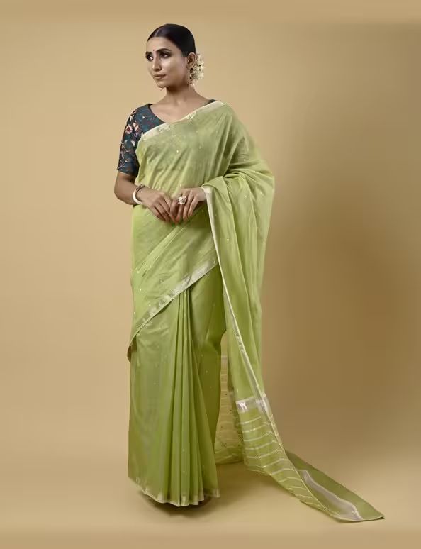 Light Green Kota Silk Saree image 3