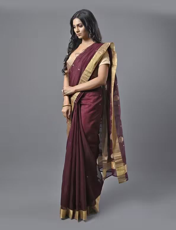 Wine Chanderi Saree image 3