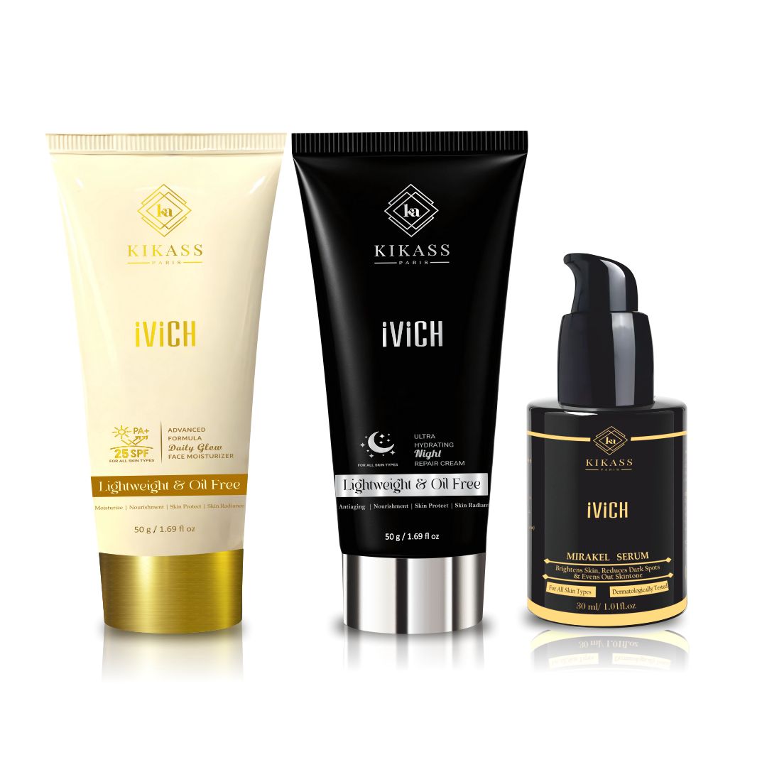 Kikass Ivich Combo Ii- Skin Care Combo | Day Cream 50 G | Night Cream 50 G And Serum 30 Ml