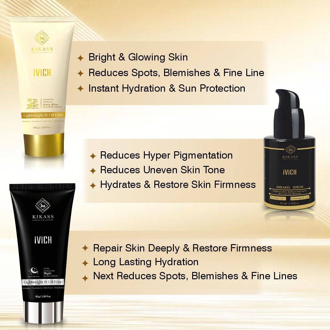 Kikass Ivich Combo Ii- Skin Care Combo | Day Cream 50 G | Night Cream 50 G And Serum 30 Ml image 2