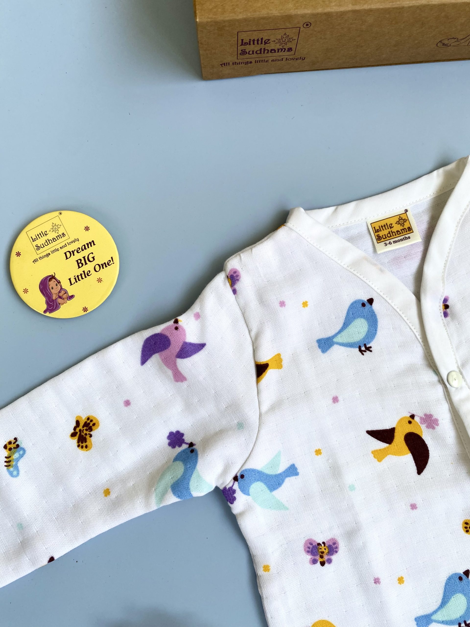 Organic Muslin Cotton Full-sleeve Set (BIRDS & Butterflies) image 2