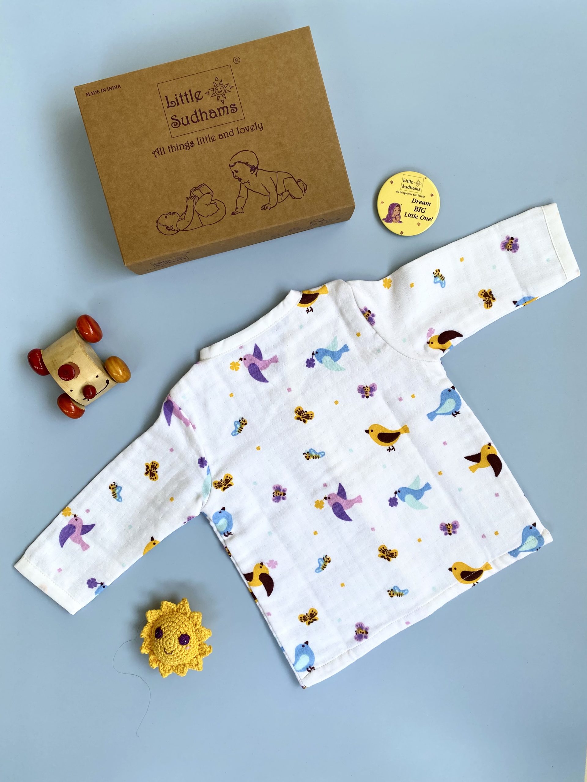 Organic Muslin Cotton Full-sleeve Set (BIRDS & Butterflies) image 3