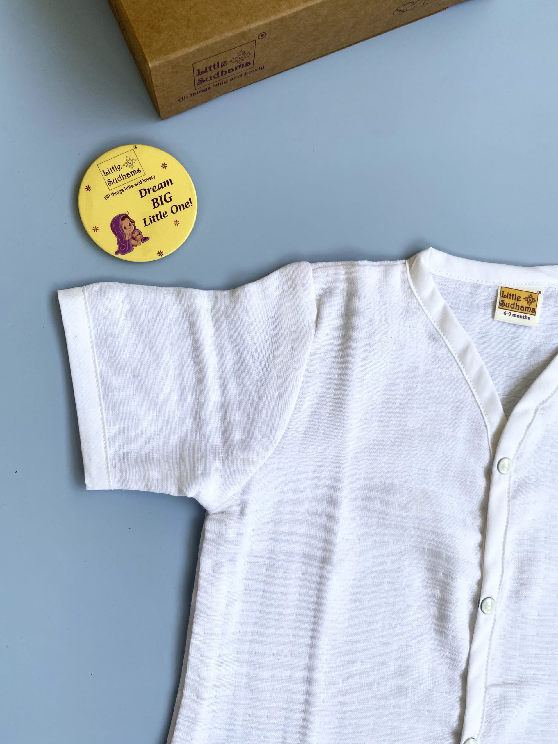 Organic Muslin Cotton Short-sleeve Set (PLAIN White) image 3