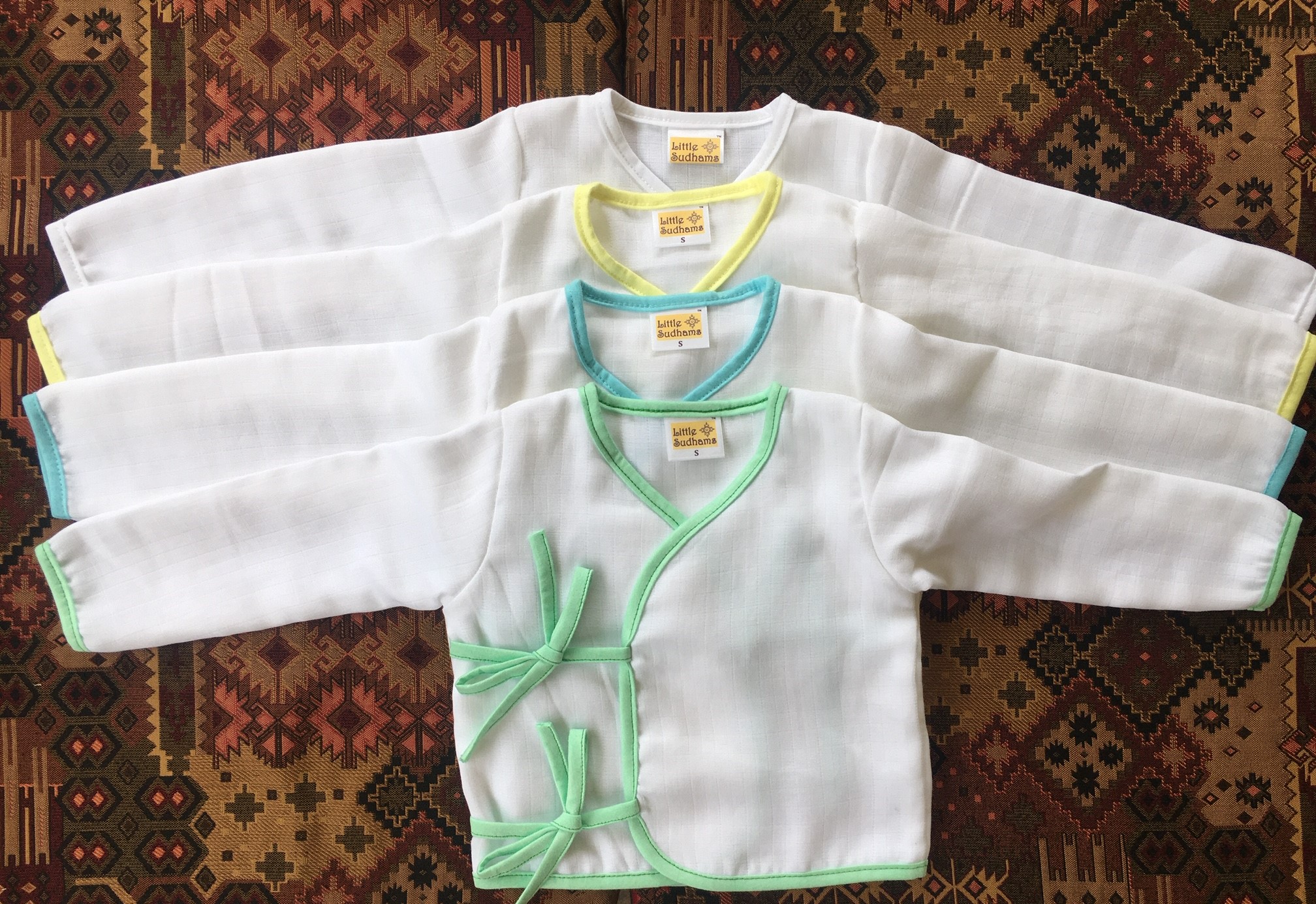 Organic Double Muslin Cotton Full Sleeve Tops-assorted2 (PACK Of 4) image 2