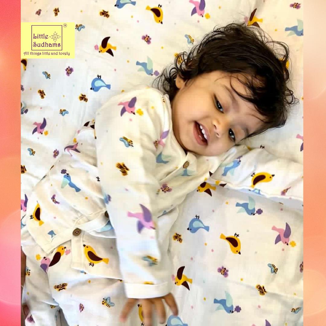 Organic Muslin Cotton Full-sleeve Set (BIRDS & Butterflies) image 7