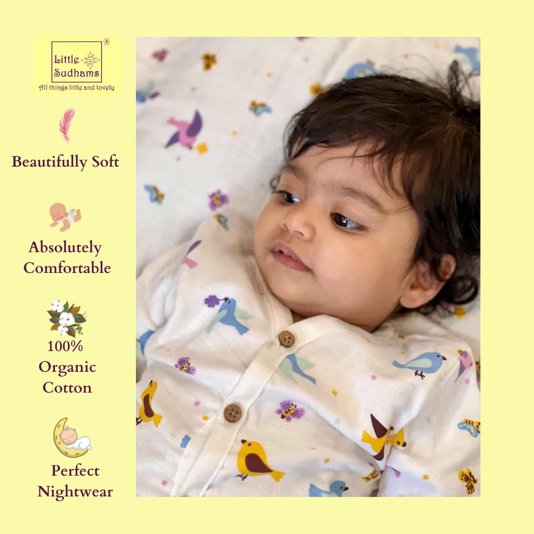 Organic Muslin Cotton Full-sleeve Set (BIRDS & Butterflies) image 11