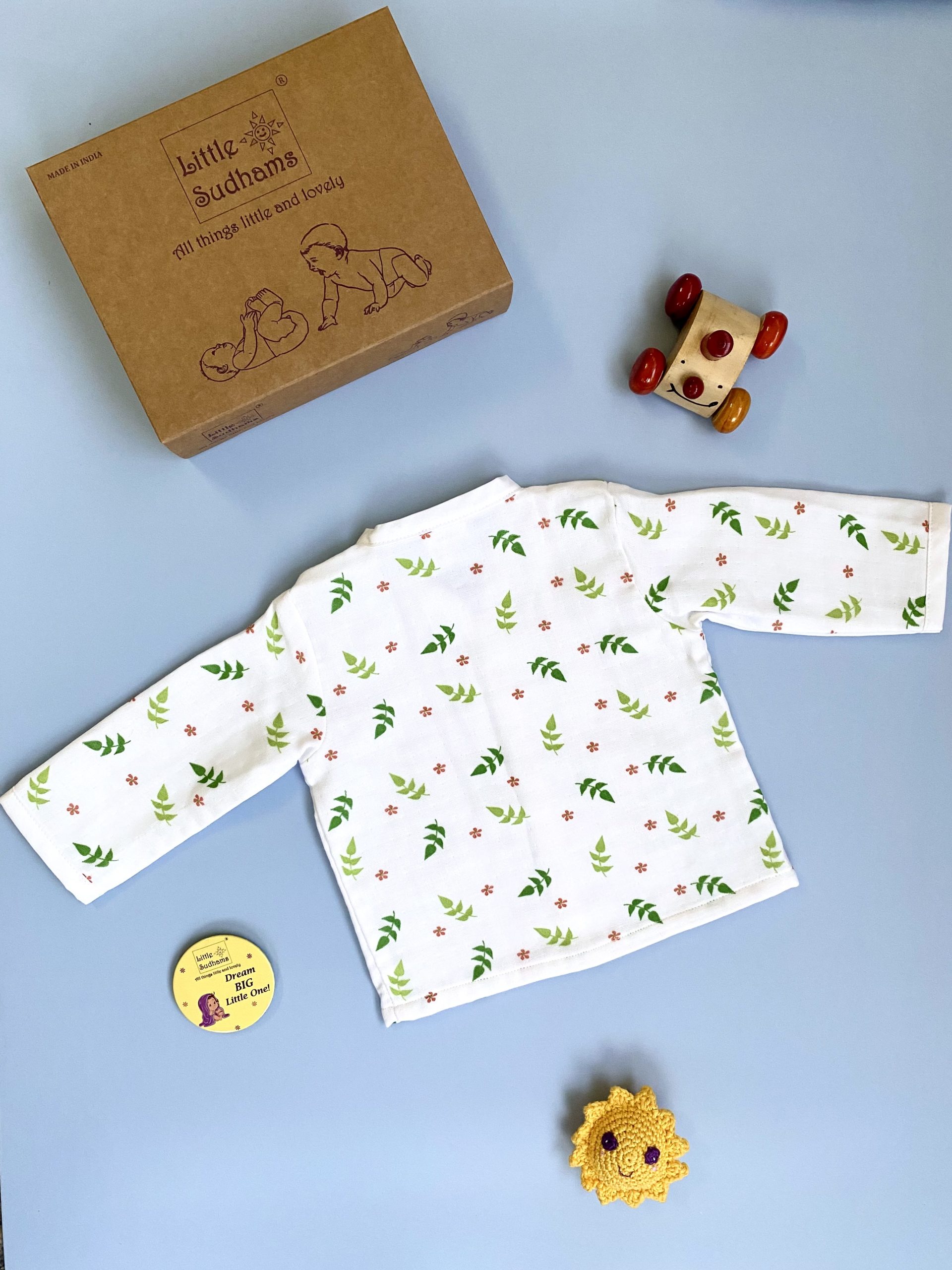 Organic Muslin Cotton Full-sleeve Set (LEAVES & Flowers) image 6