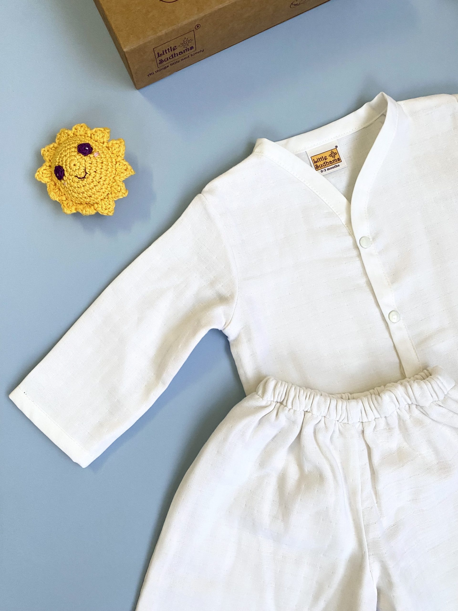 Organic Muslin Cotton Full-sleeve Set (PLAIN White) image 8