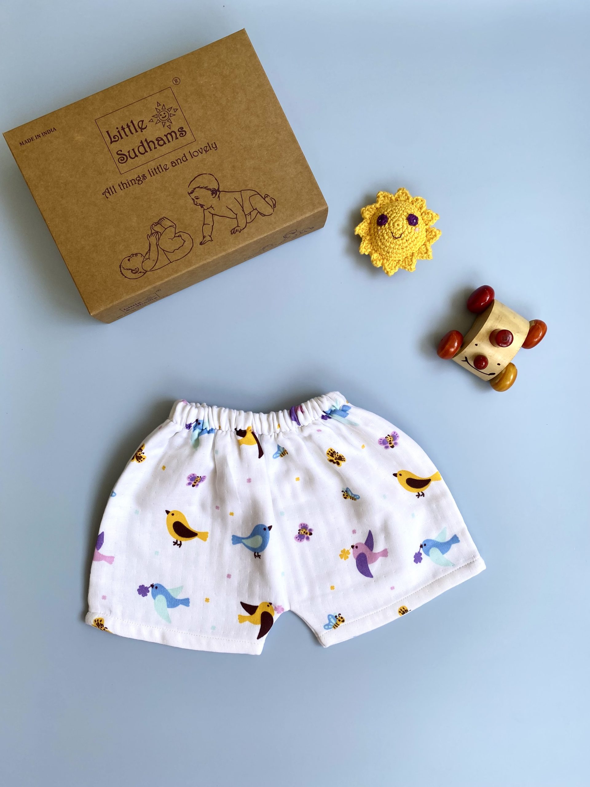 Organic Muslin Cotton Short-sleeve Set (BIRDS & Butterflies) image 4