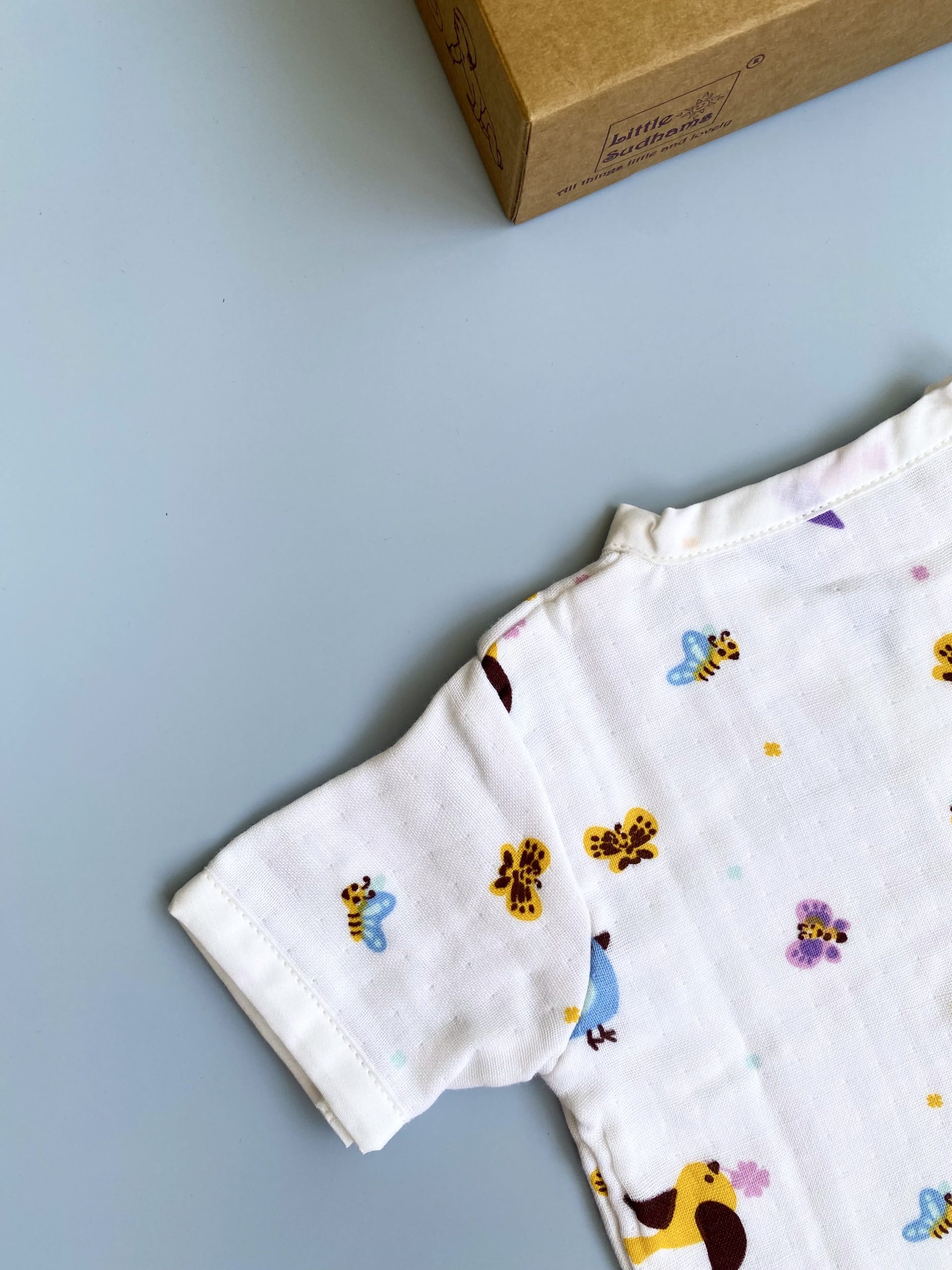 Organic Muslin Cotton Short-sleeve Set (BIRDS & Butterflies) image 8