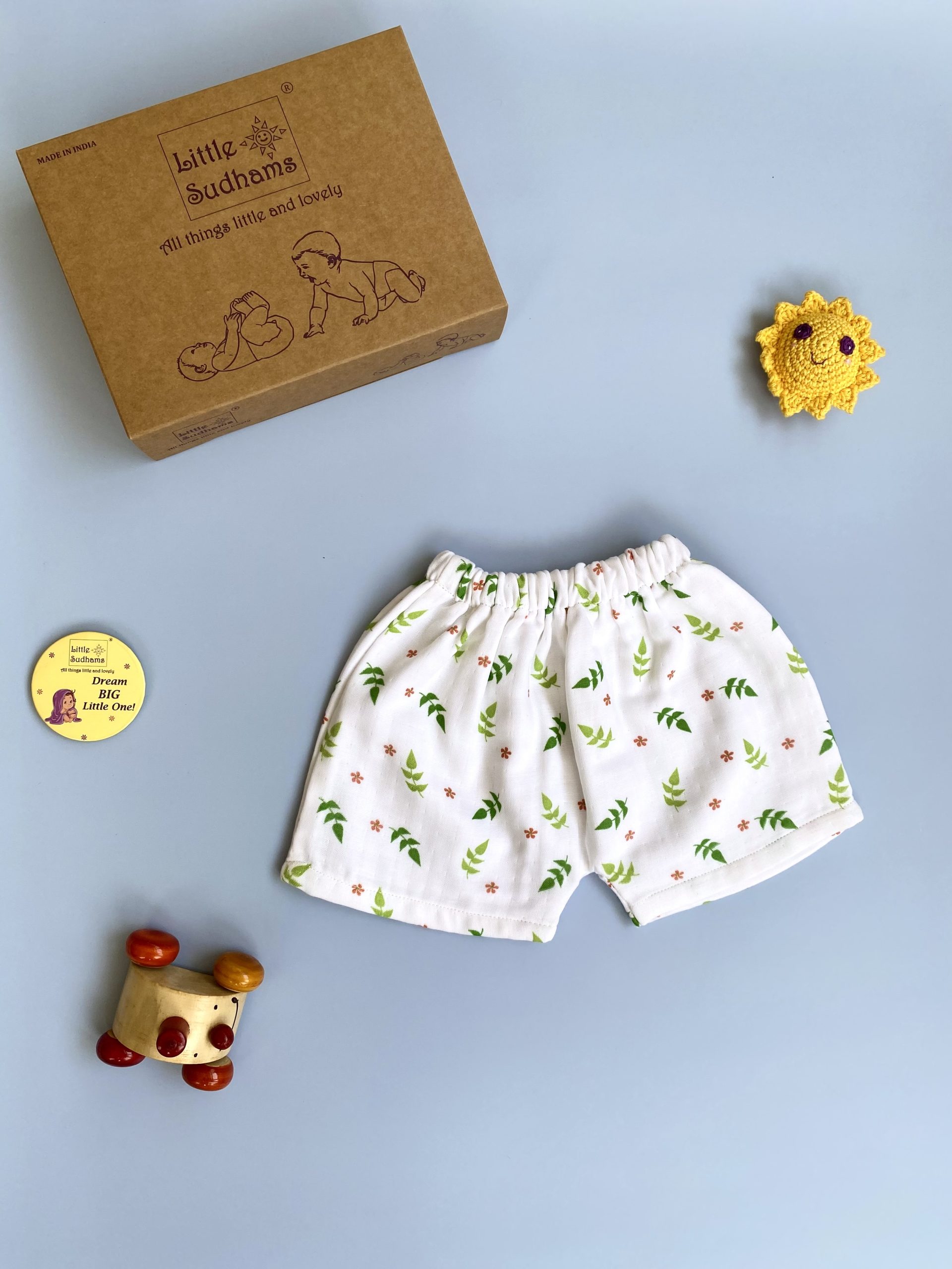 Organic Muslin Cotton Short-sleeve Set (LEAVES & Flowers) image 7
