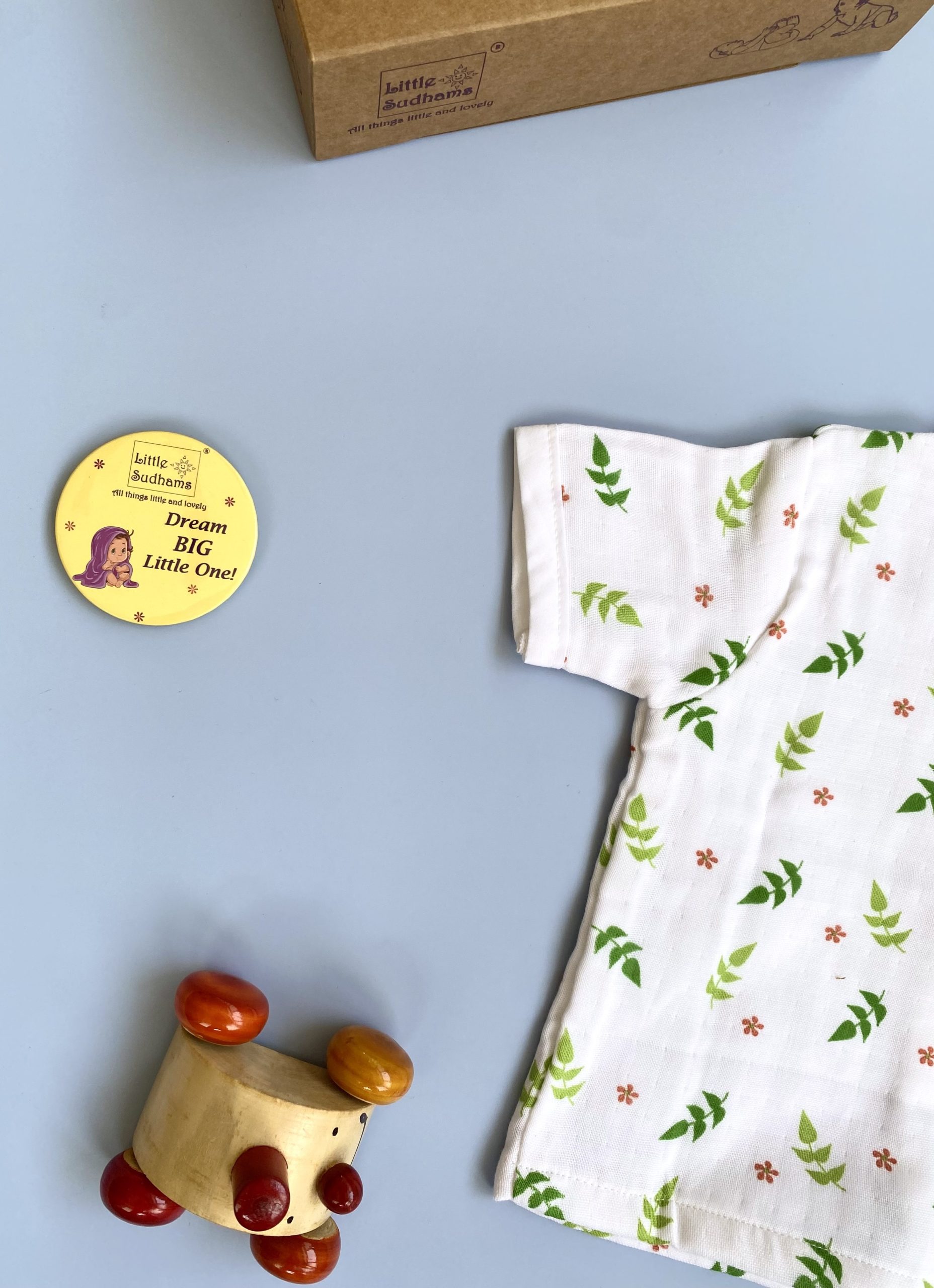 Organic Muslin Cotton Short-sleeve Set (LEAVES & Flowers) image 9