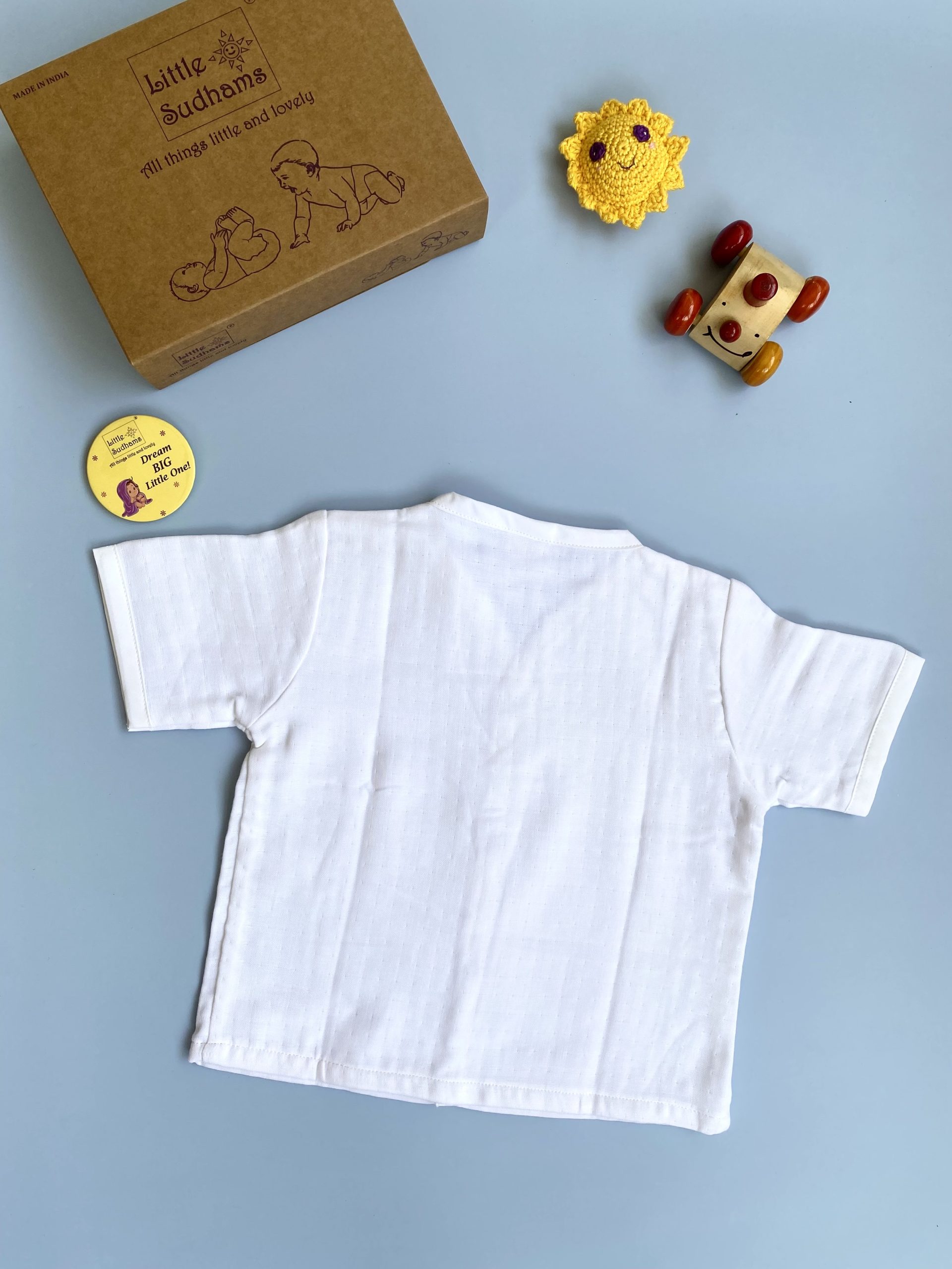 Organic Muslin Cotton Short-sleeve Set (PLAIN White) image 9