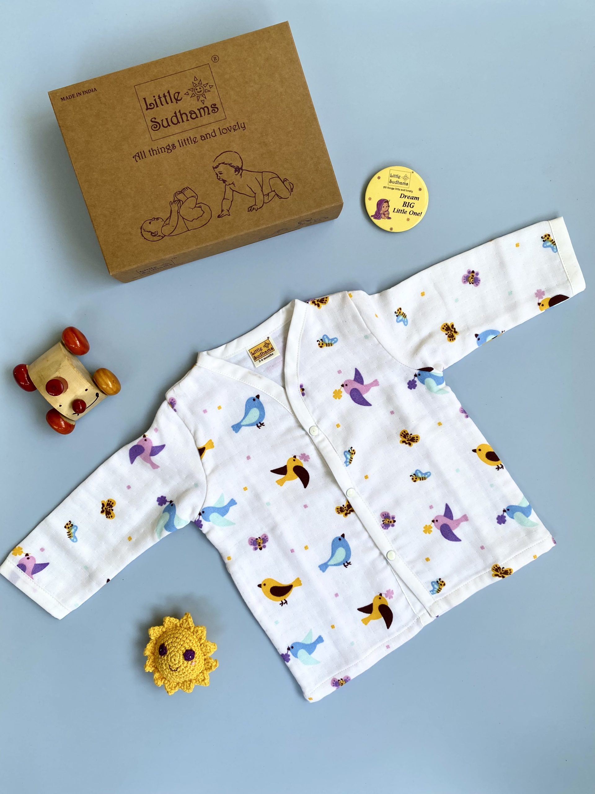 Organic Muslin Cotton Full-sleeve Set (BIRDS & Butterflies) image 6