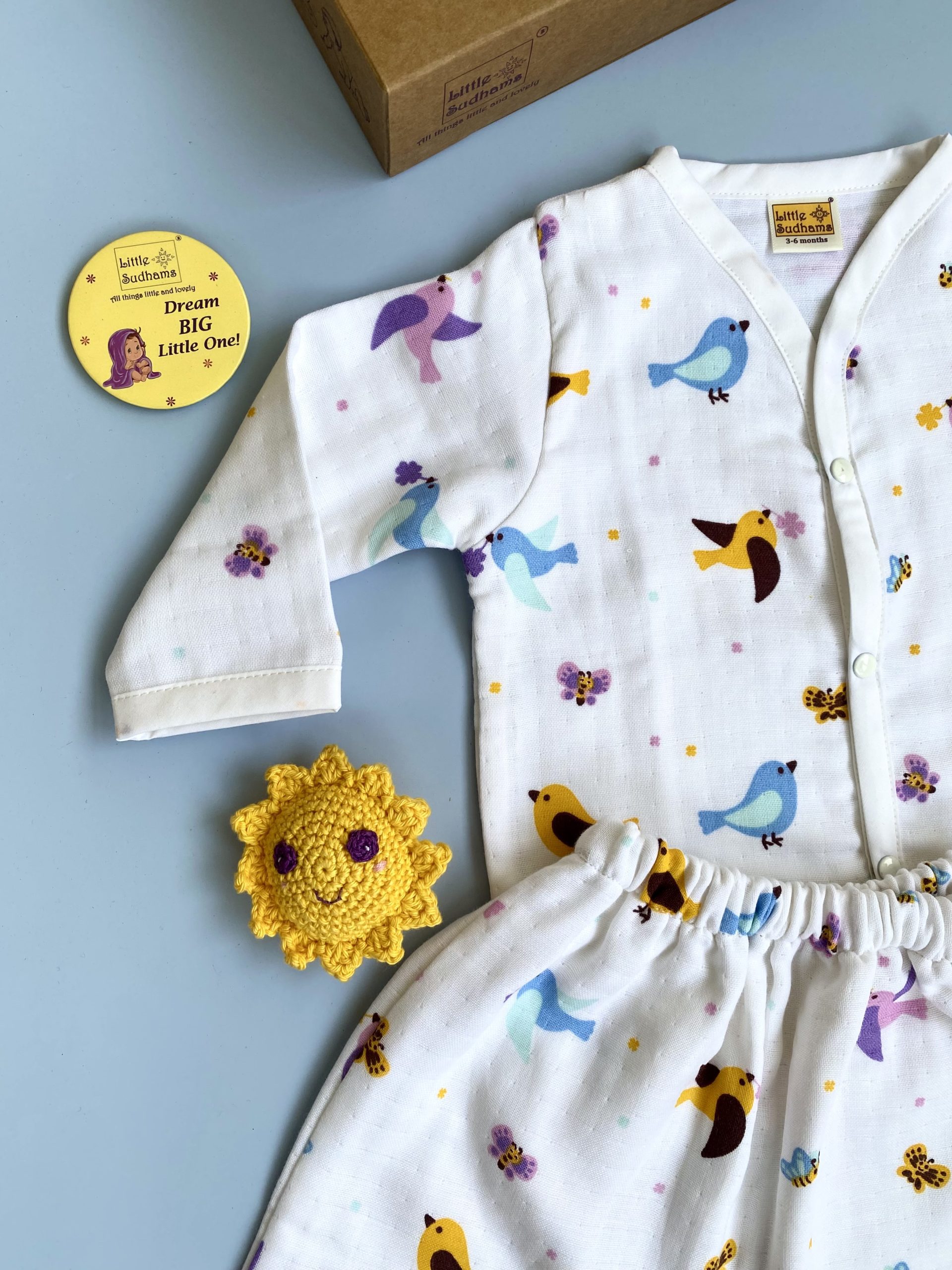 Organic Muslin Cotton Full-sleeve Set (BIRDS & Butterflies) image 8