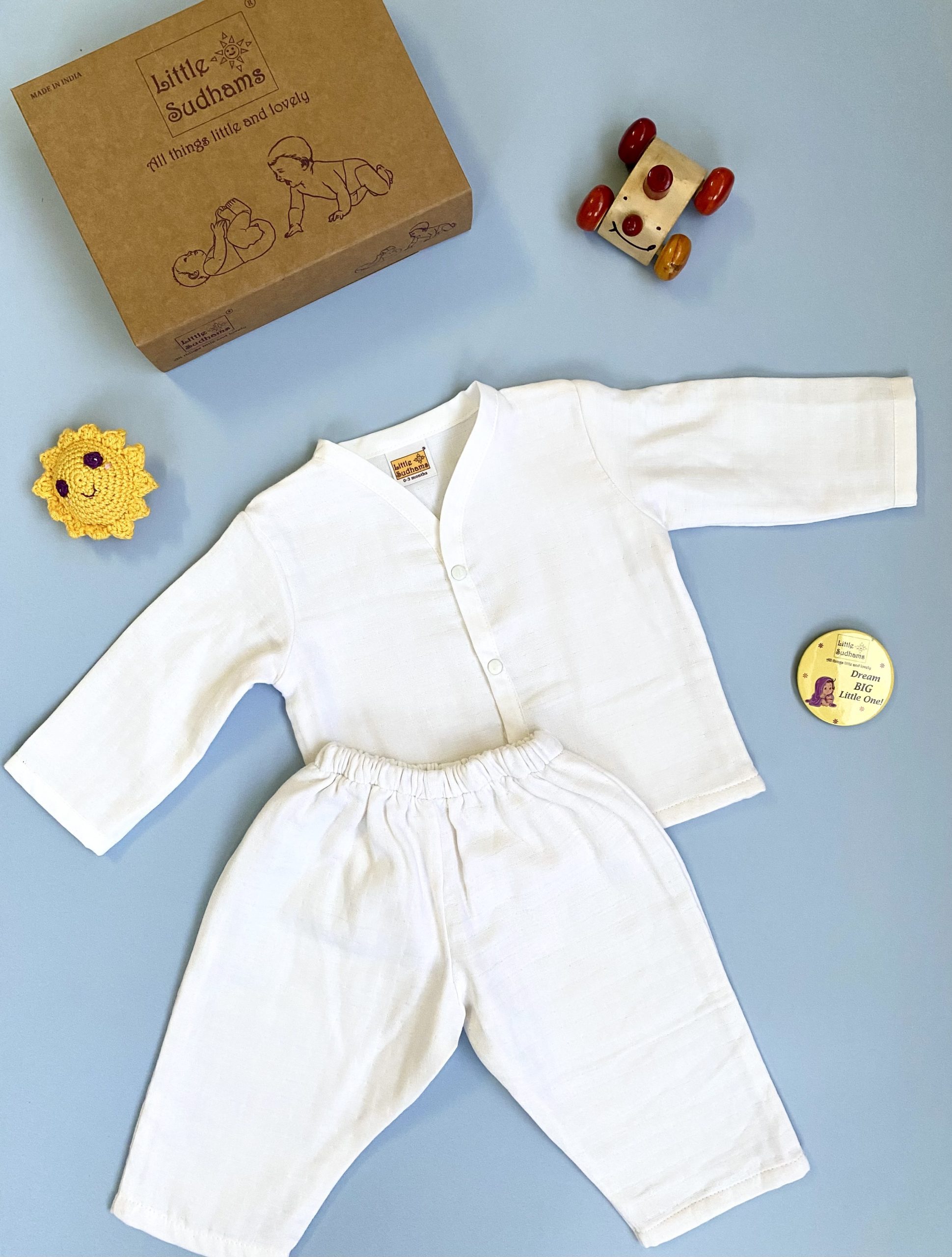 Organic Muslin Cotton Full-sleeve Set (PLAIN White) image 5