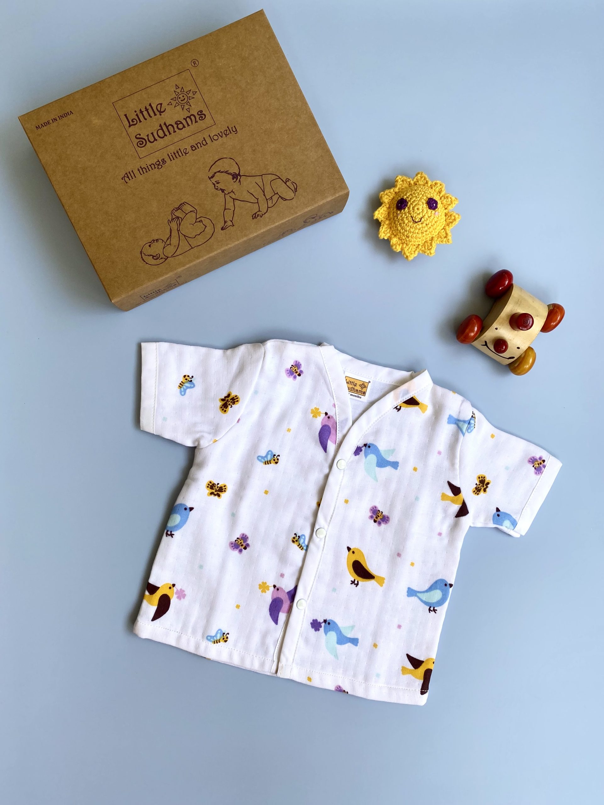 Organic Muslin Cotton Short-sleeve Set (BIRDS & Butterflies) image 5