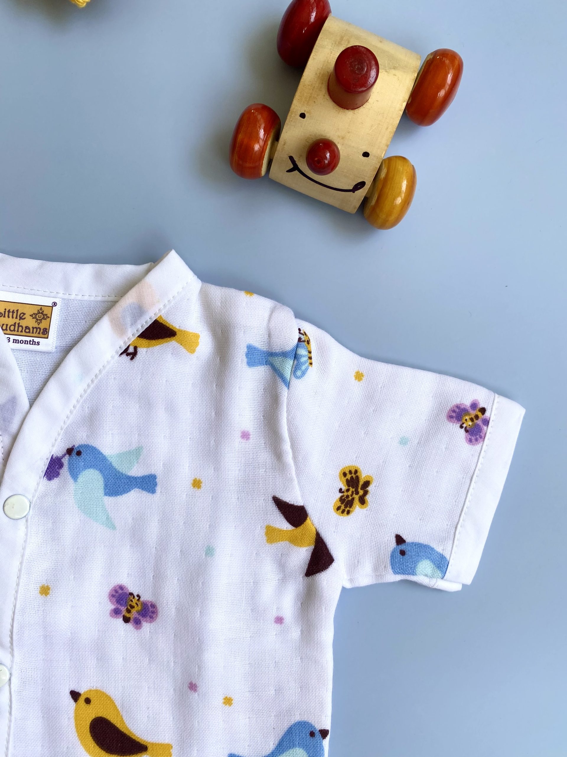 Organic Muslin Cotton Short-sleeve Set (BIRDS & Butterflies) image 7