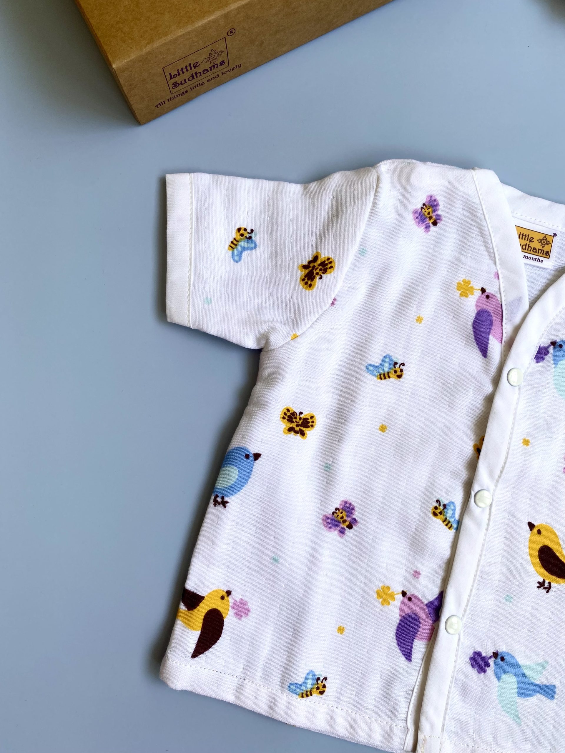 Organic Muslin Cotton Short-sleeve Set (BIRDS & Butterflies) image 9
