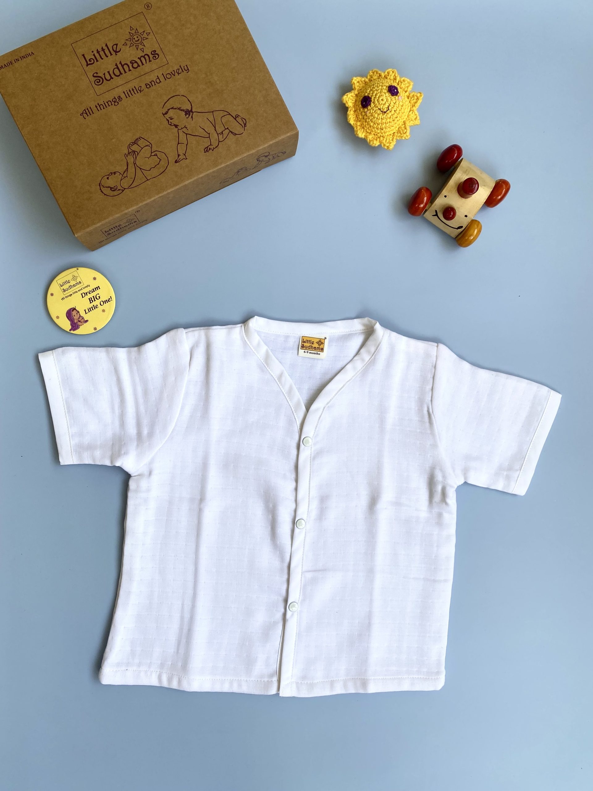 Organic Muslin Cotton Short-sleeve Set (PLAIN White) image 8