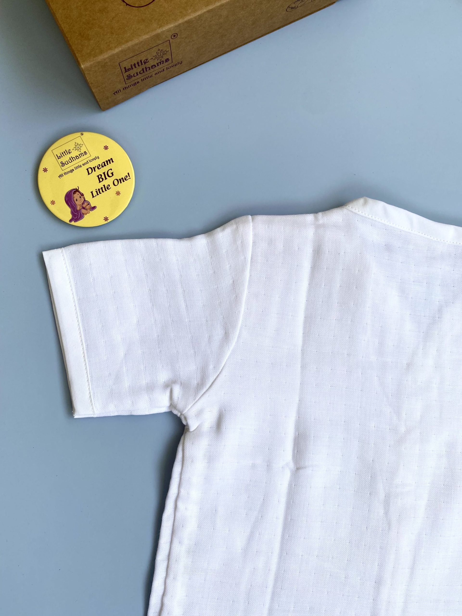 Organic Muslin Cotton Short-sleeve Set (PLAIN White) image 10