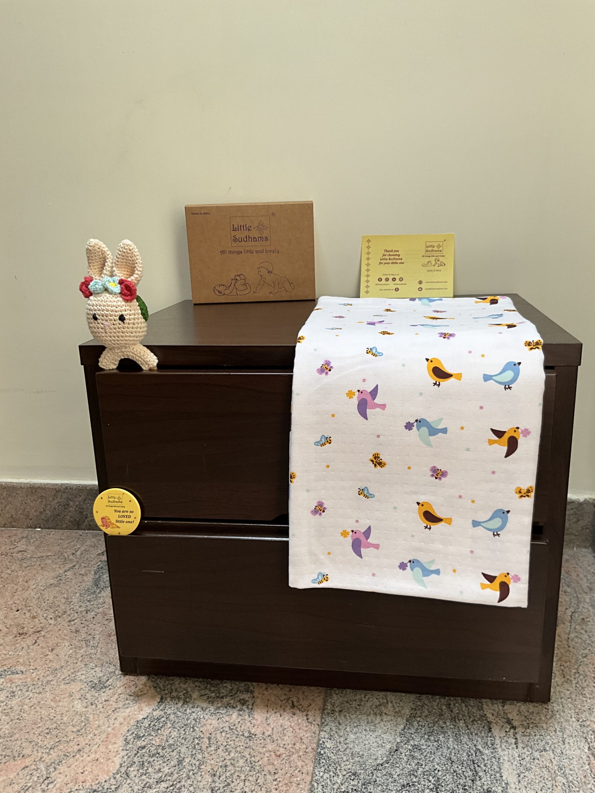 4-LAYERED Muslin Cotton Baby Swaddle Blanket - Birds & Butterflies, 100CM X 100CM image 3