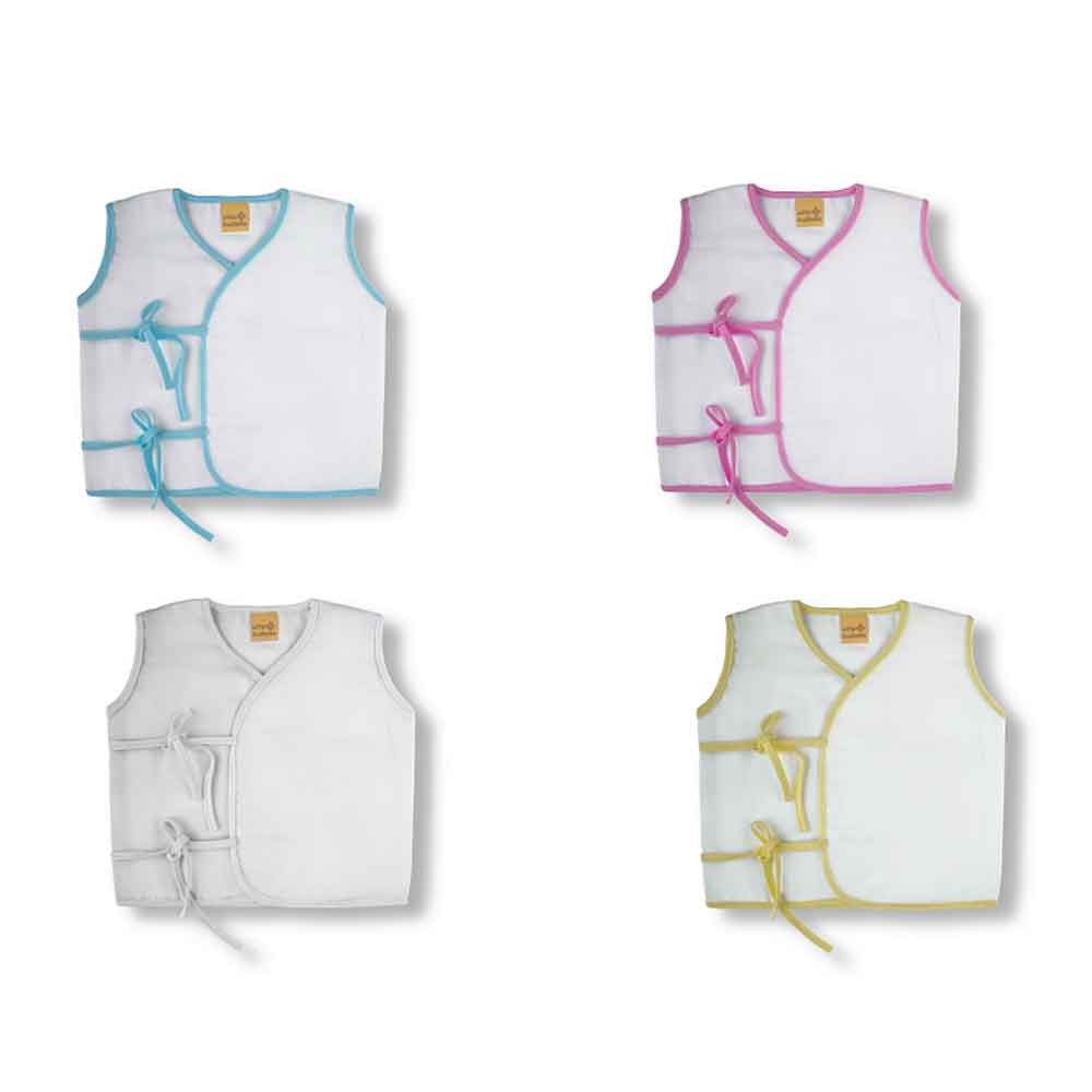 Organic Double Muslin Cotton Baby Sleeveless Tops-assorted1 (PACK Of 4) image 5