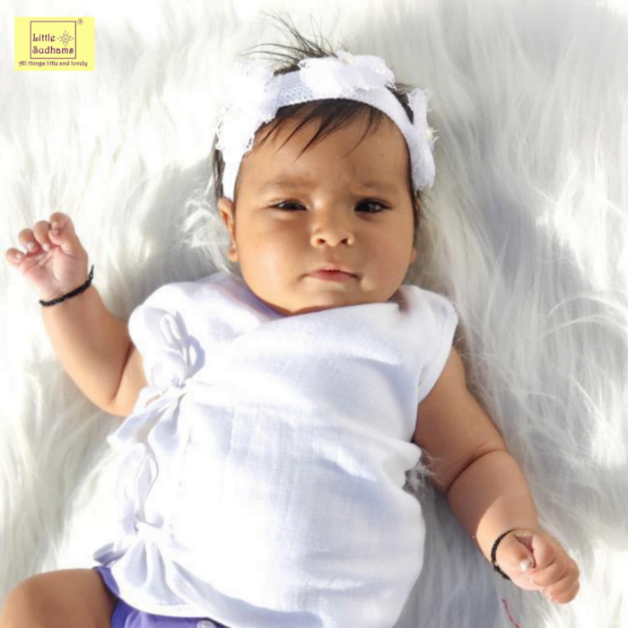 Organic Double Muslin Cotton Baby Sleeveless Tops-white (PACK Of 4) image 4