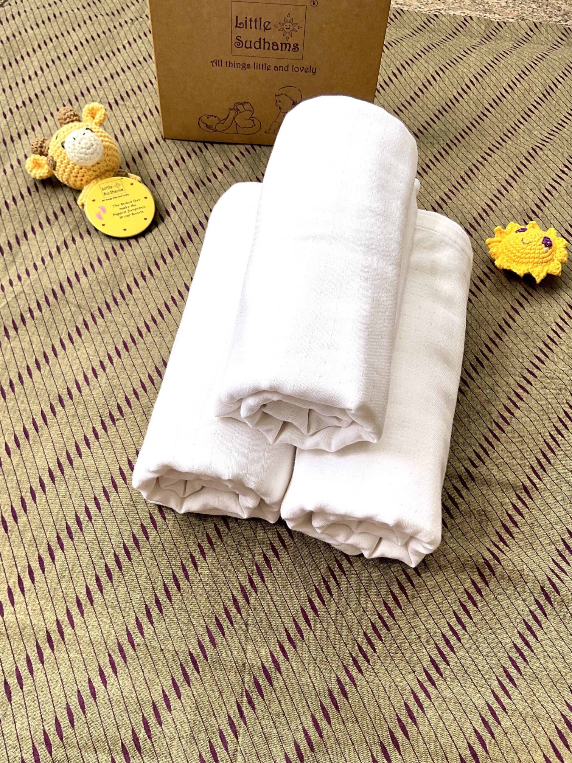 4-LAYERED Muslin Cotton Baby Swaddle Blanket (PACK Of 3 - Plain White) image 5
