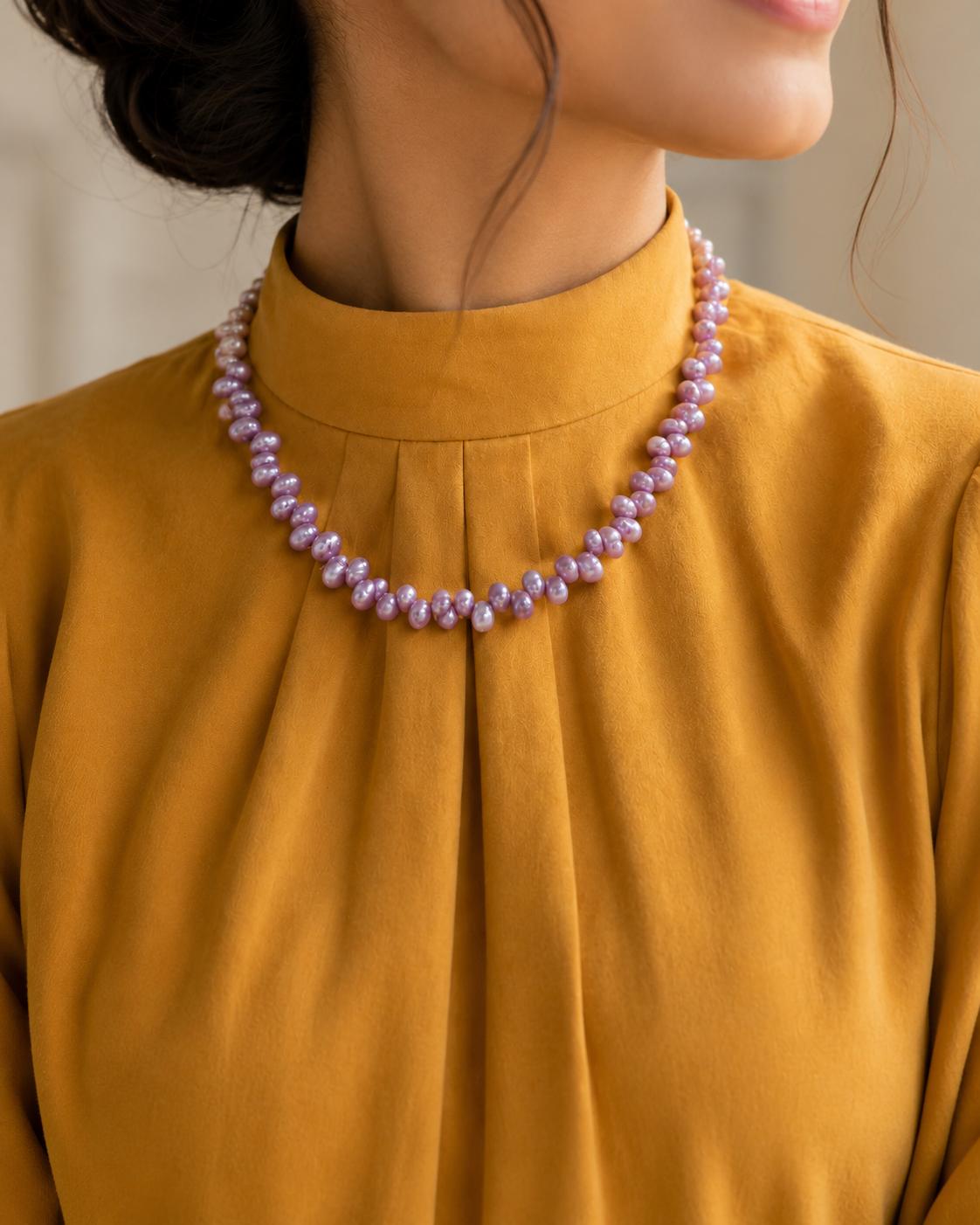 Purple Freshwater Baroque Pearl Necklace, Statement Pearl Choker, Genuine Freshwater Pearls, Bridal Jewelry, Wedding Gift For Women image 3