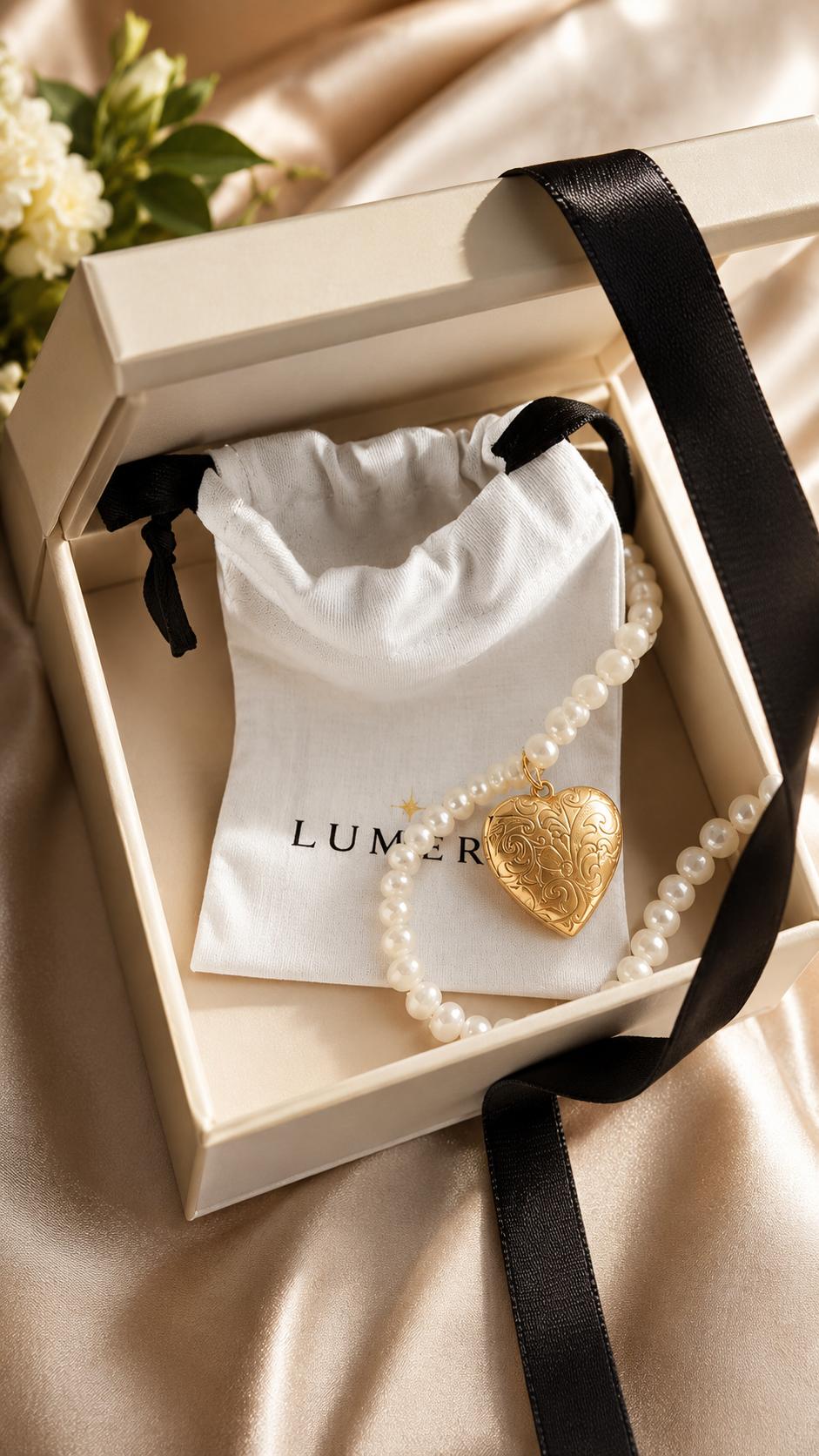 Classic Freshwater Pearl Necklace, Engraved Heart Charm Necklace, Everyday Pearl Jewelry, Minimalist Handmade Necklace, Gift For Women image 5