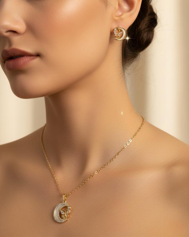 Anti-tarnish Moonlight Butterfly Pendant Set