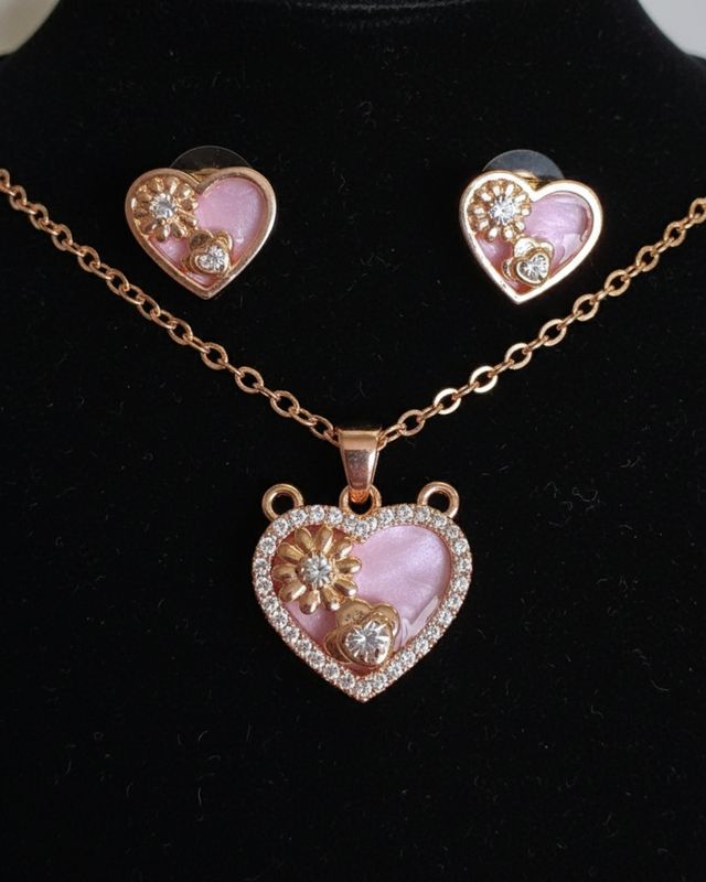 Anti-tarnish Eternal Heart Pendant & Earring Set image 2