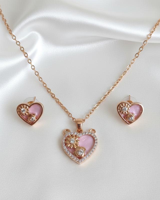 Anti-tarnish Eternal Heart Pendant & Earring Set image 3