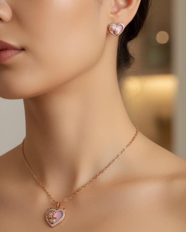 Anti-tarnish Eternal Heart Pendant & Earring Set