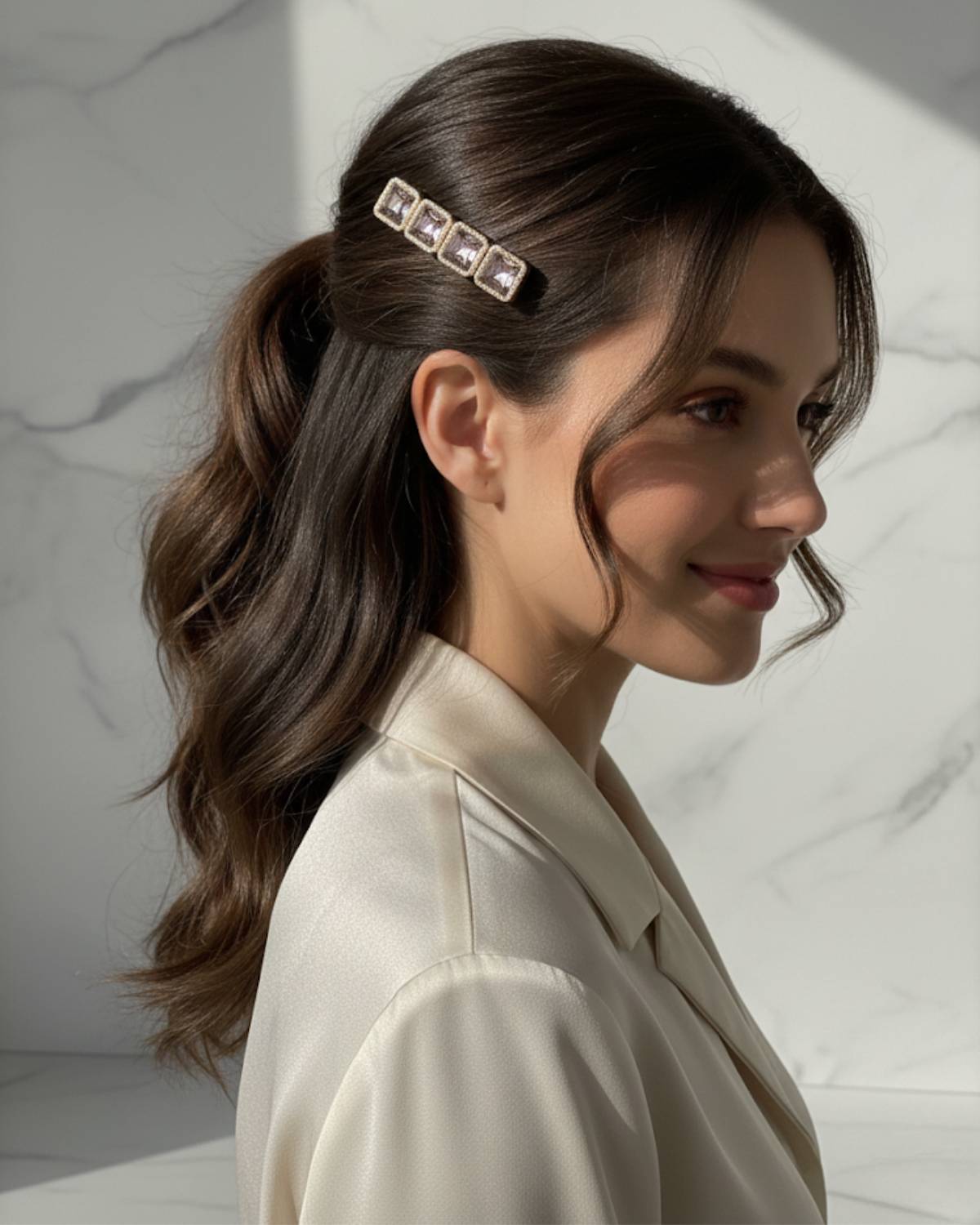 Luxury Square Crystal Hair Pins - Sparkly Mauve Stone Hair Accessories For Wedding & Party Wear